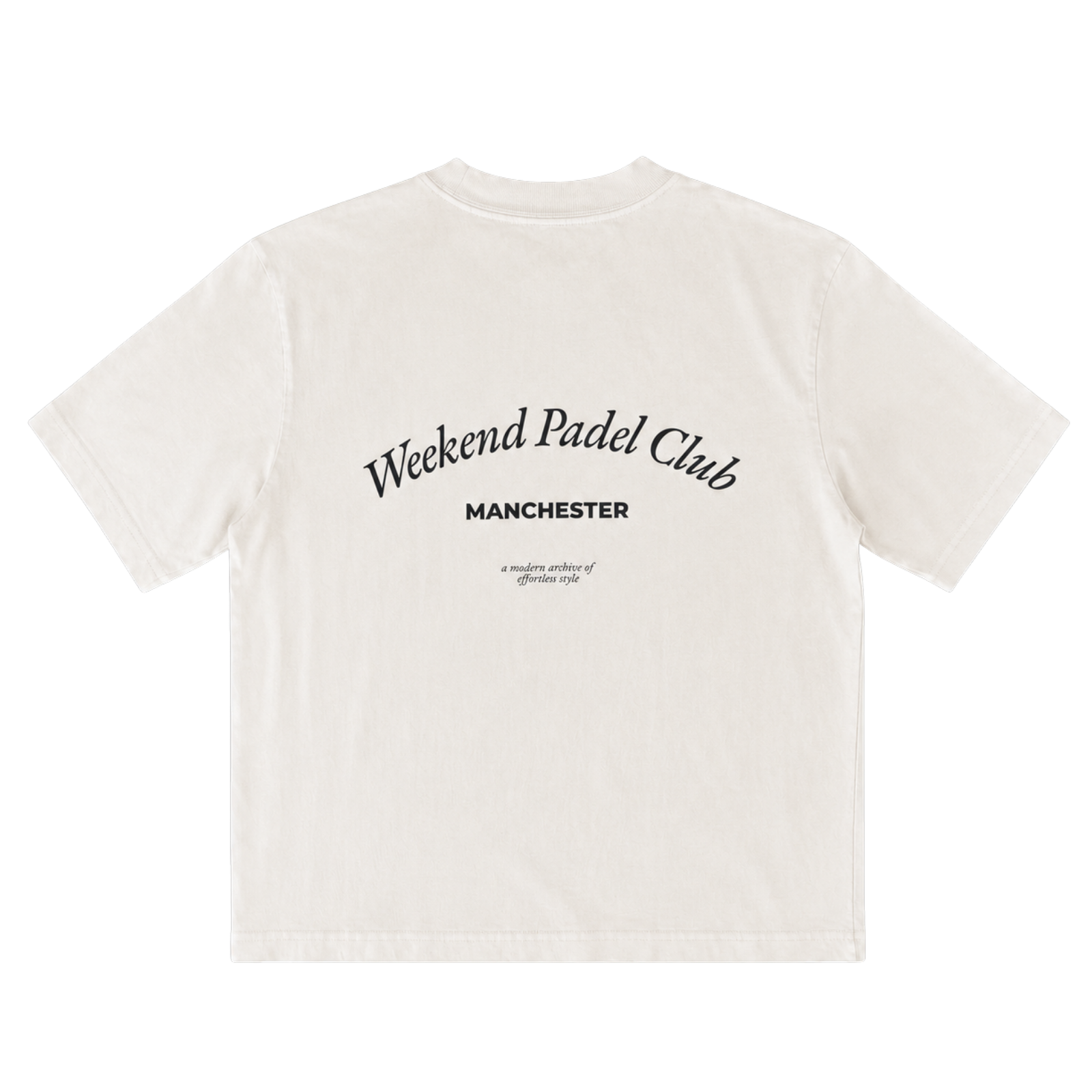 Natural colour tshirt with Weekend Padel Club graphic on the back