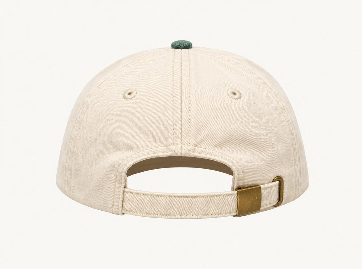 Club Cap back view with brass buckle strap