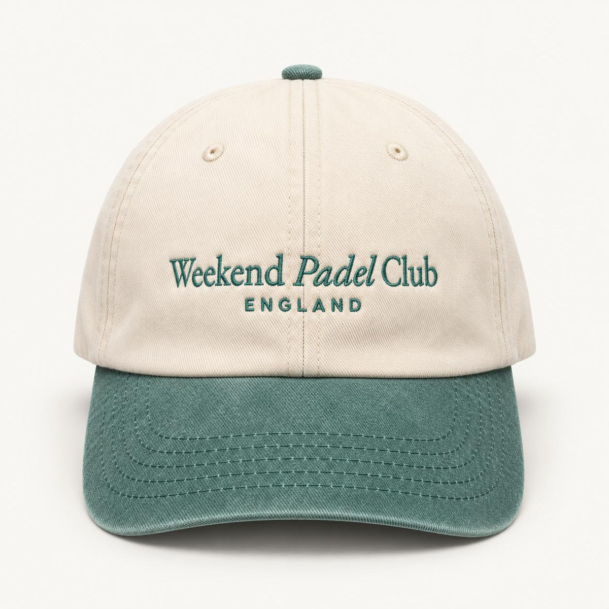 Club Cap in Natural and Vintage Green, front view